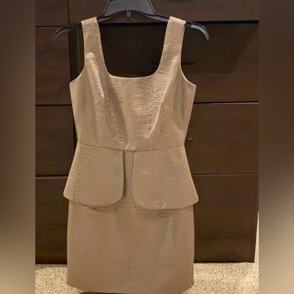 Nicole Miller - Silver Jacquard Peplum Dress size 2